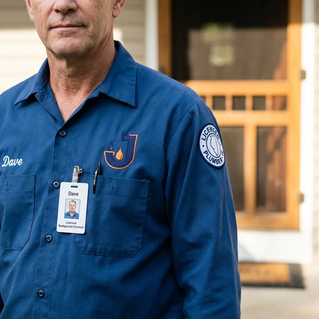 Licensed plumber showing ID badge in Southampton, MA