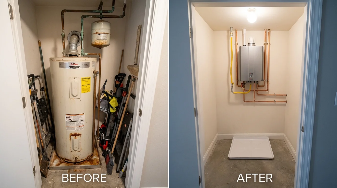 Tank water heater versus wall-mounted tankless unit comparison for Southampton, MA homeowners